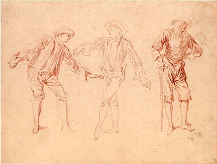 Watteau Studies of a Flutist and a Boy