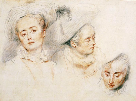 Watteau Drawing Four Studies of a Woman