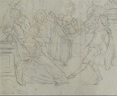 Pater Drawing Study After Watteau's L'Abreuvoir